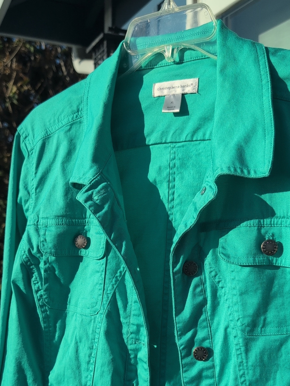 Christopher & Banks Aqua Green Lightweight Jean Jacket